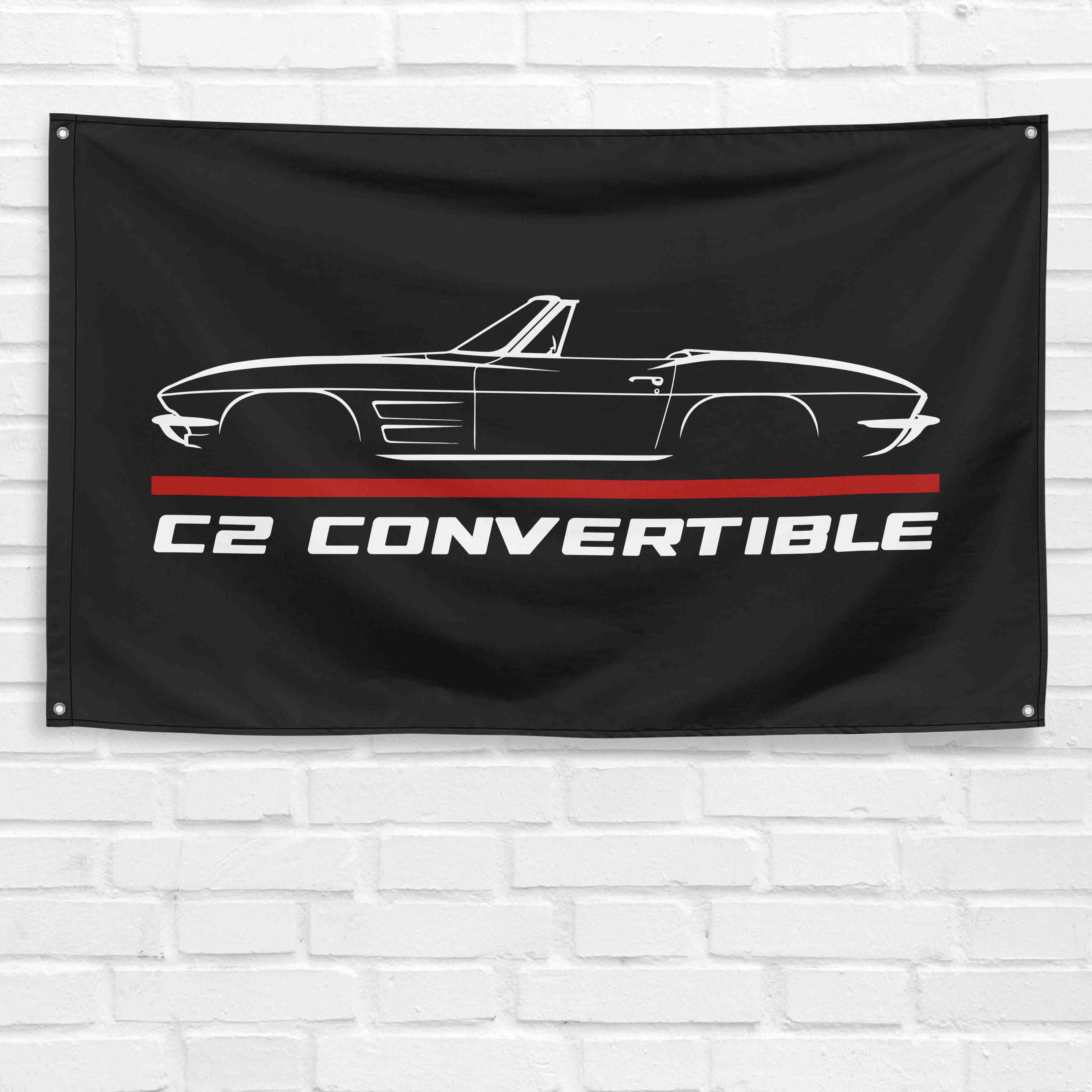 Corvette Convertible C2 1963 3x5 ft Flag Garage Wall Decor Birthday Gift Banner