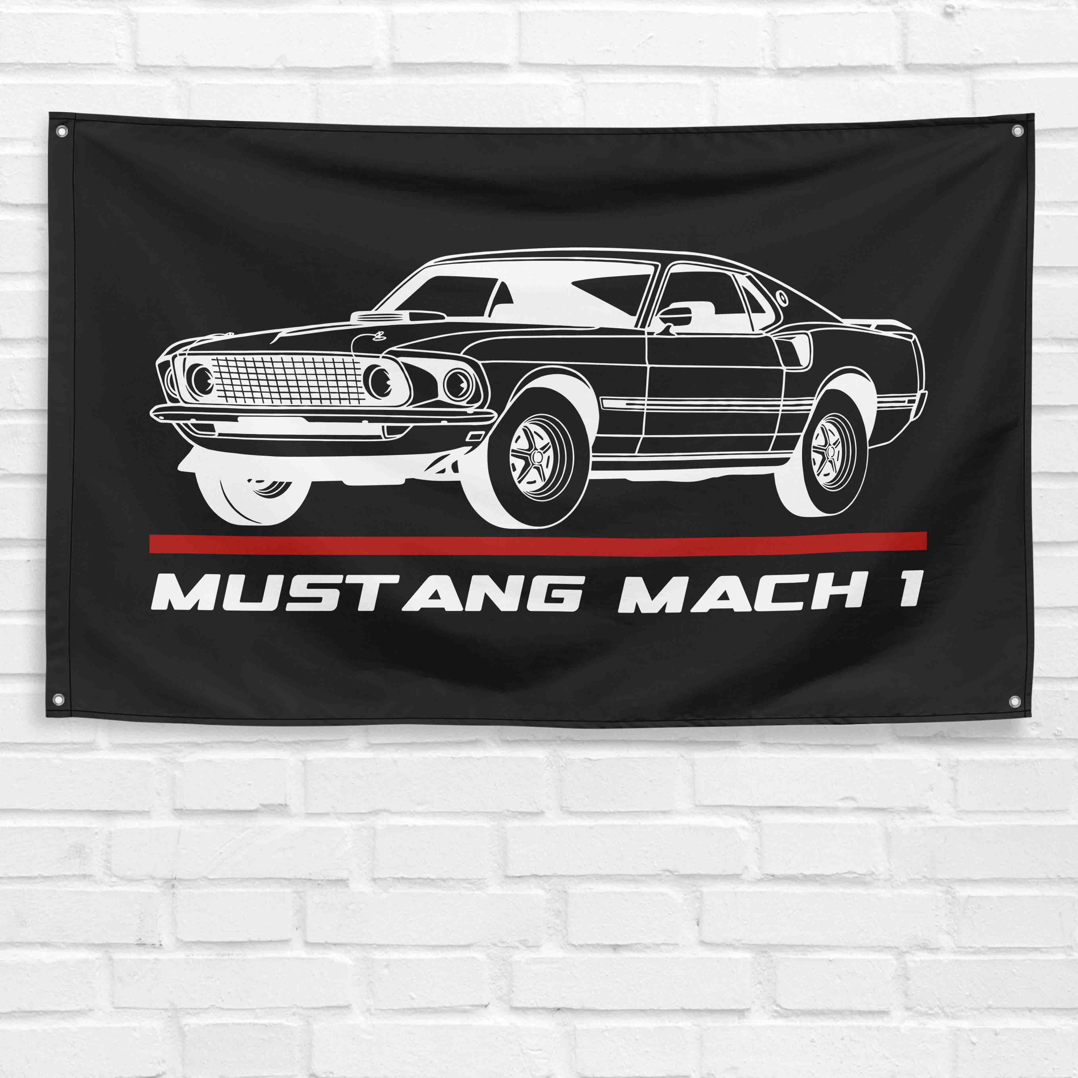 Mustang Mach 1 1969 Fastback 3x5 ft Flag Garage Wall Decor Birthday Gift Banner