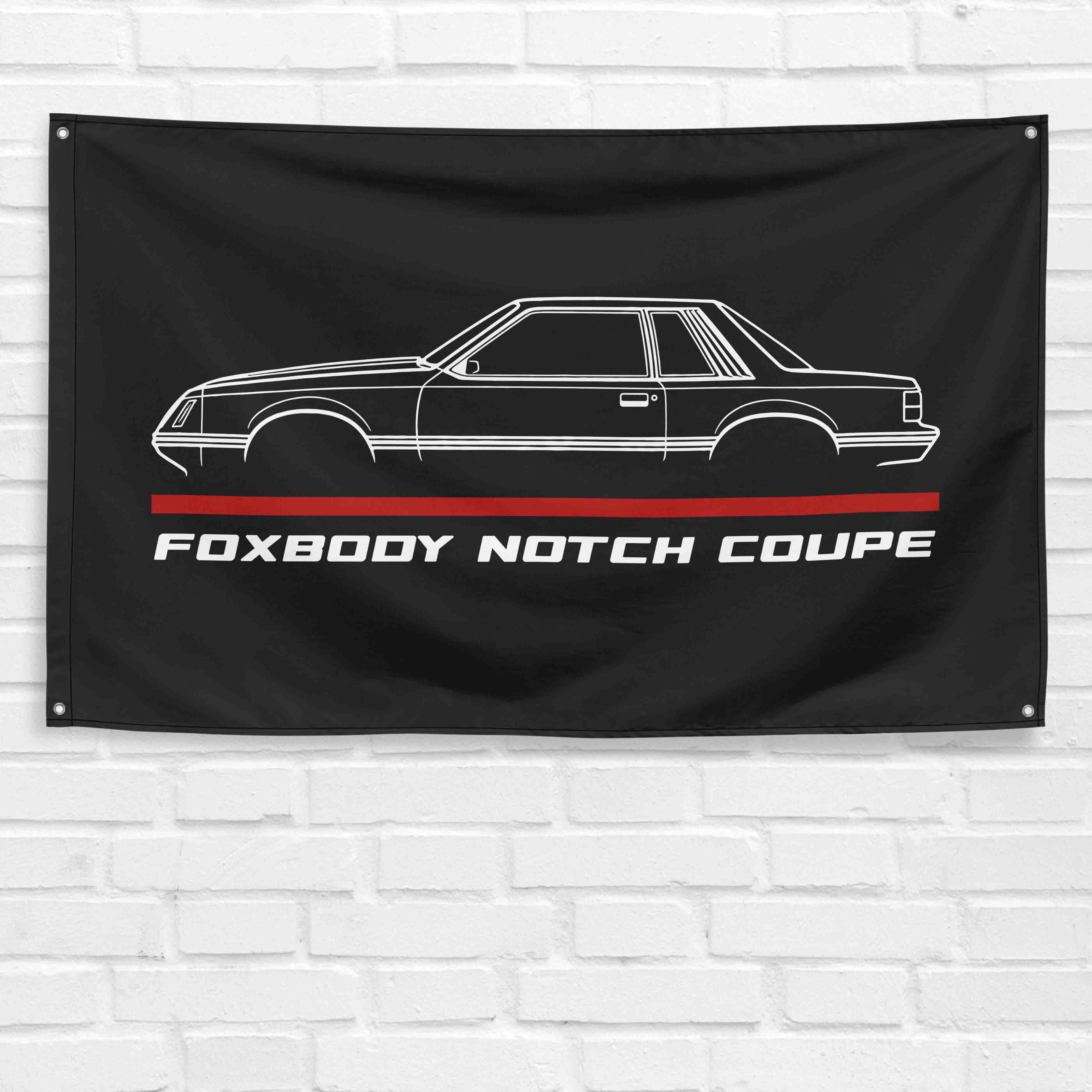 Mustang Foxbody Notch Coupe 1986 3x5 ft Flag Garage Wall Decor Banner