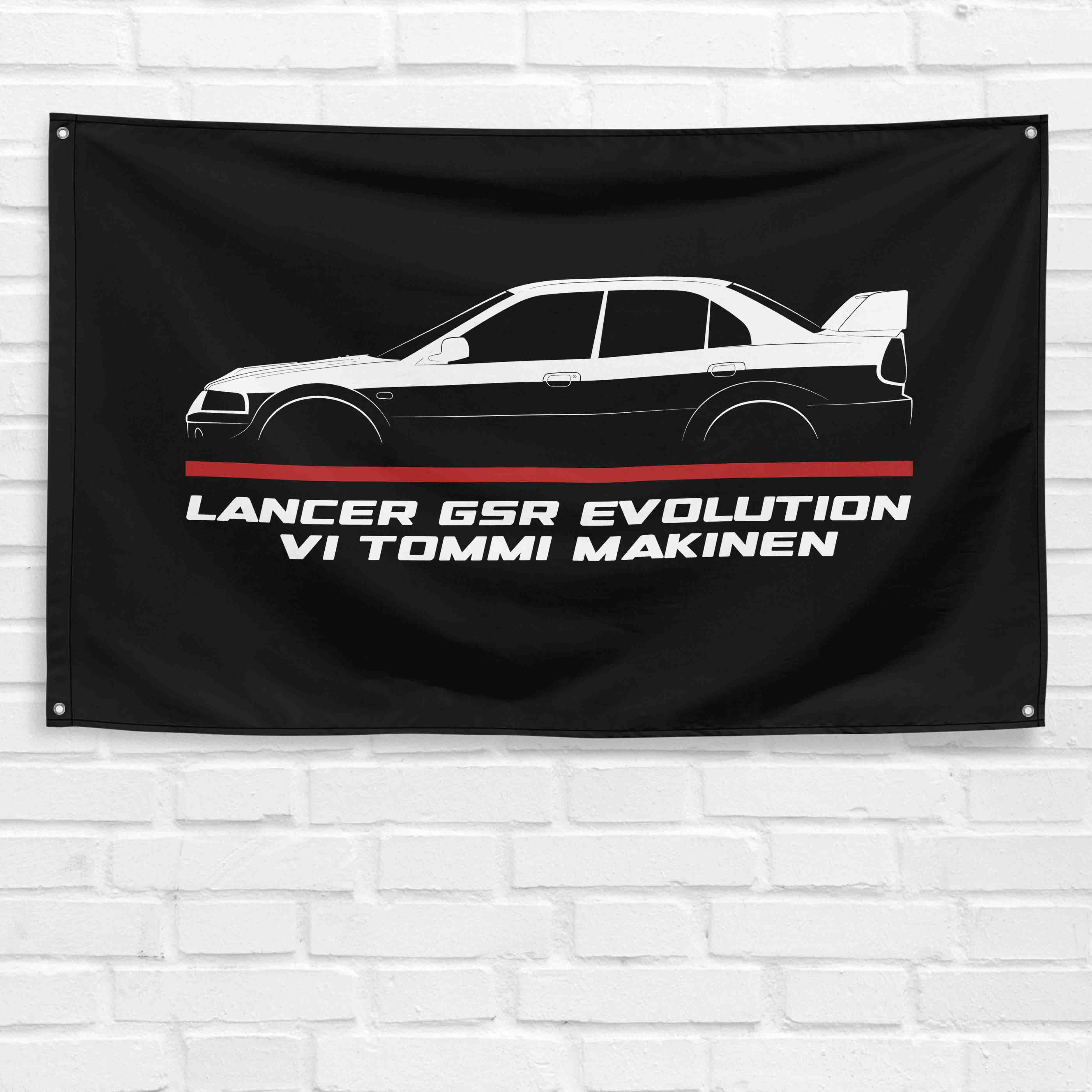 Lancer GSR Evolution VI Tommi Makinen 2000 3x5 ft Flag Garage Wall Decor Banner