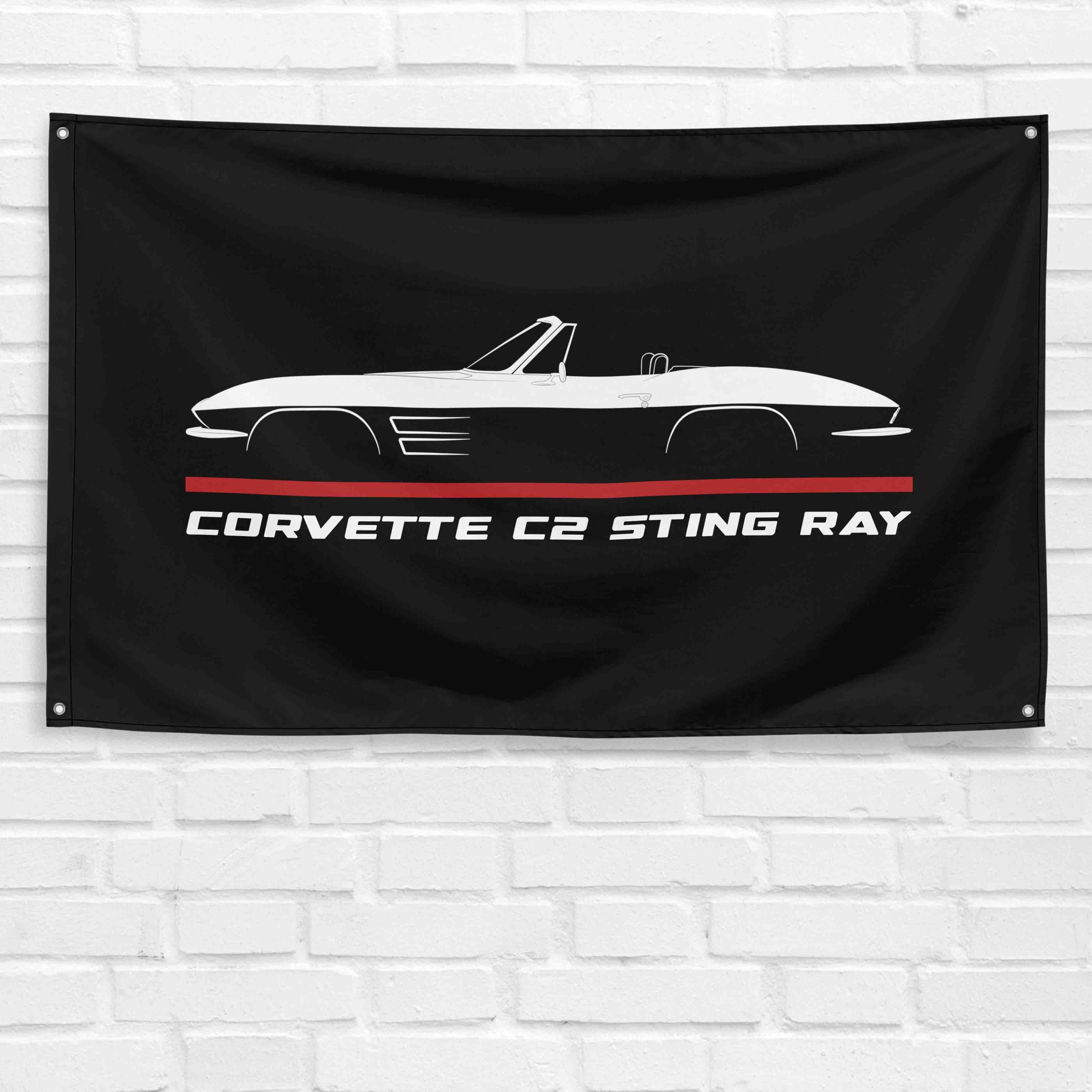 Corvette C2 Sting Ray Convertible 1963-1964 3x5 ft Flag Garage Wall Decor Banner
