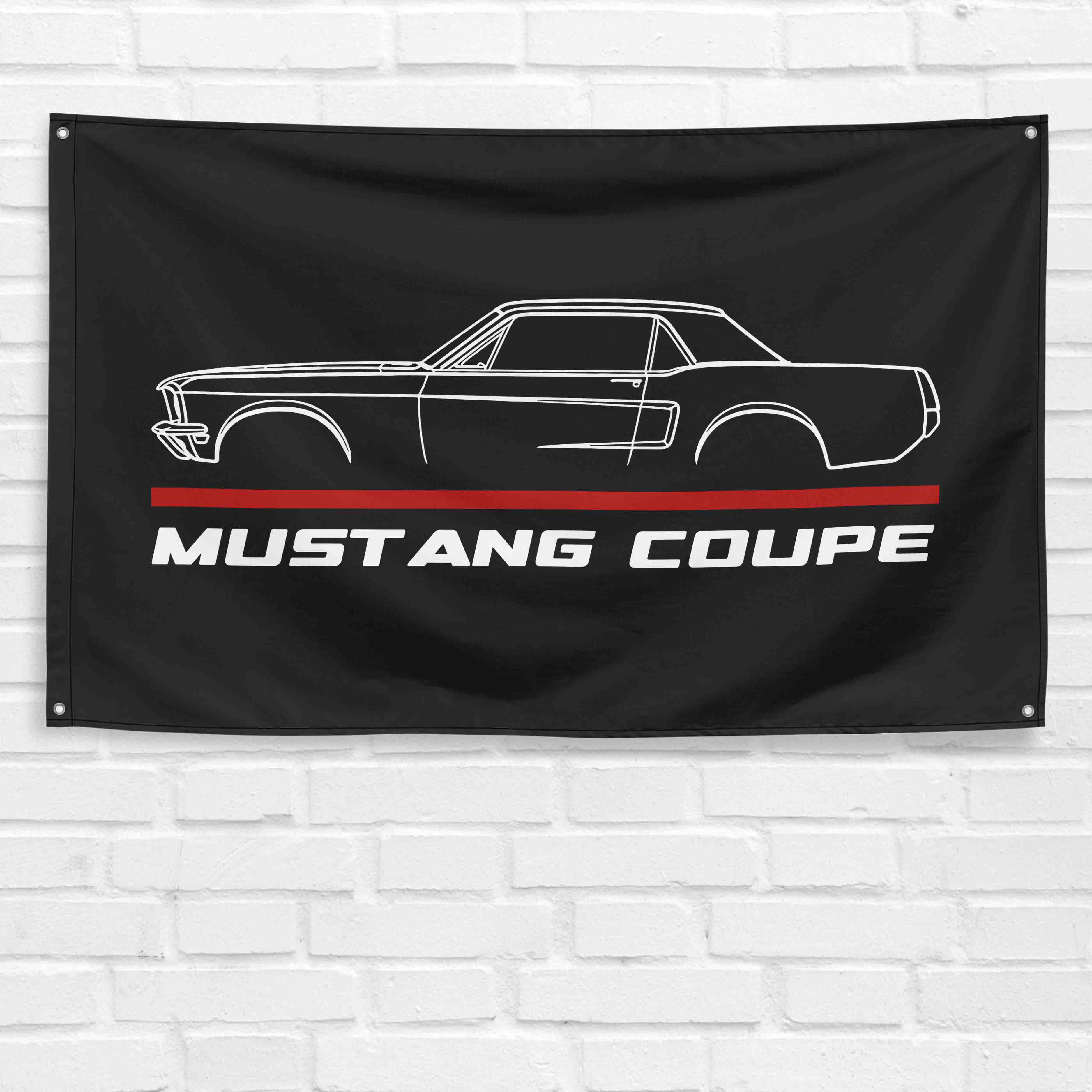 Mustang Coupe 1968 3x5 ft Flag Garage Wall Decor Birthday Gift Banner