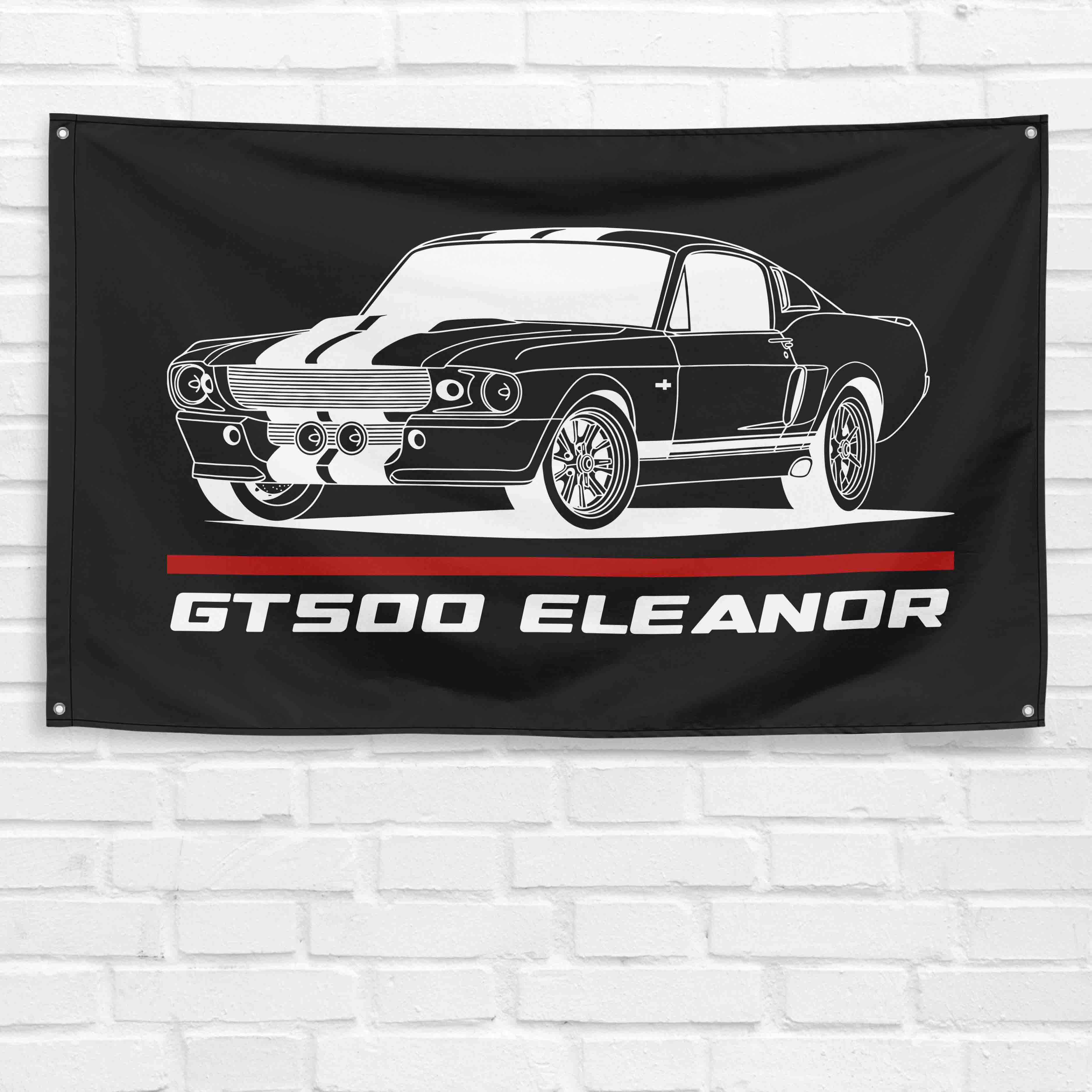 Mustang Shelby GT500 Eleanor Fastback 1967 3x5 ft Flag Garage Wall Decor Banner