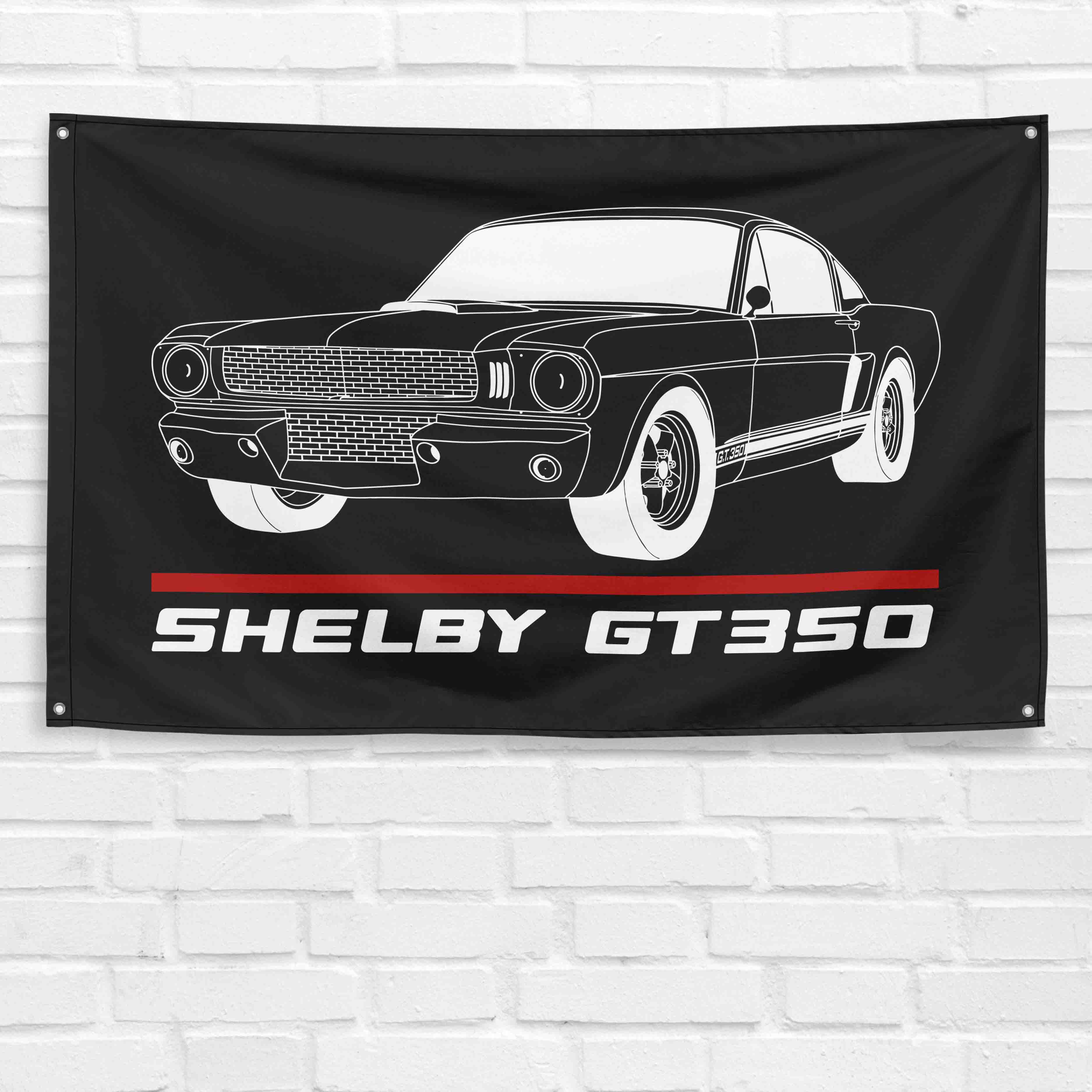 Mustang Shelby GT350 1966 Fastback 3x5 ft Flag Garage Wall Decor Banner