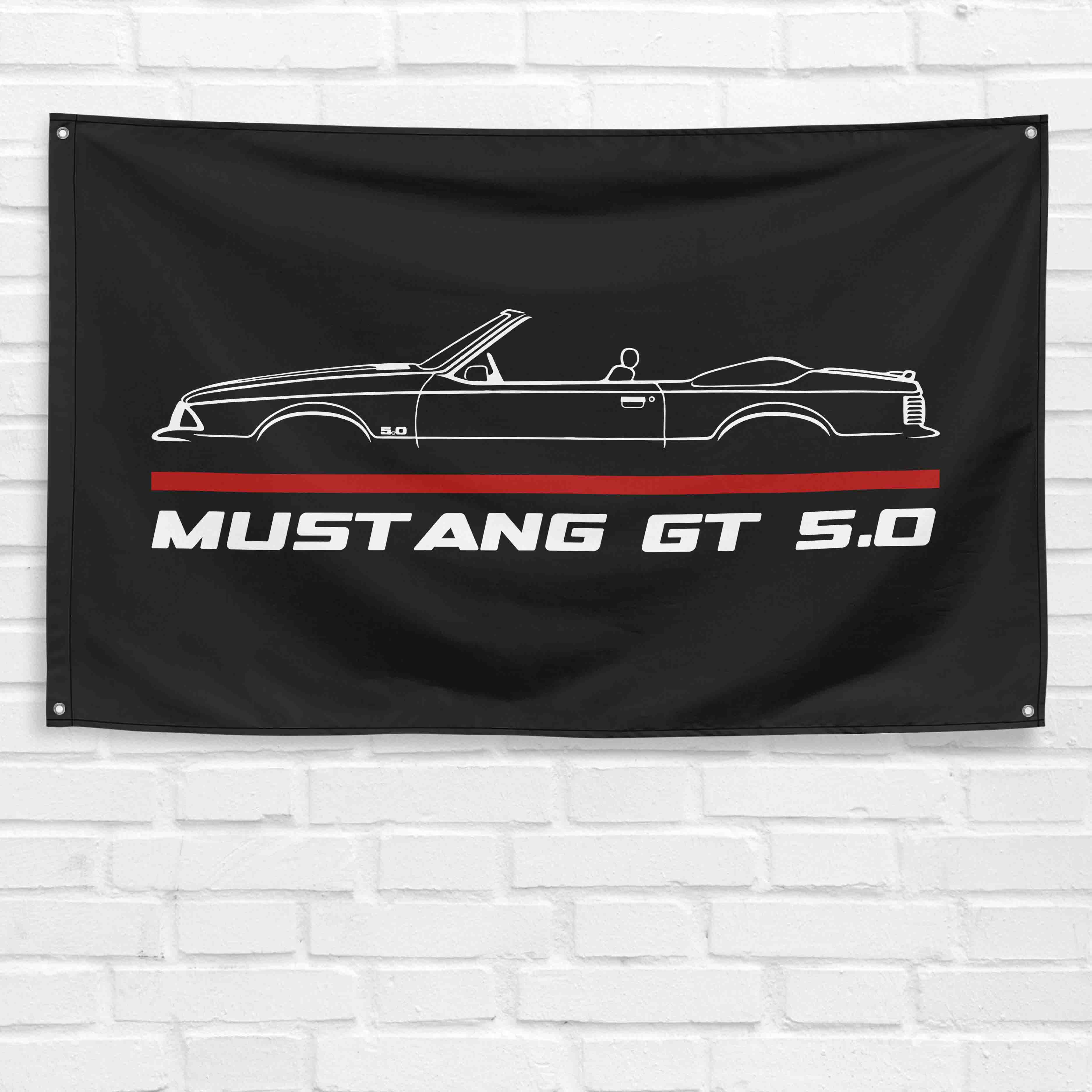 Mustang GT 5.0 Foxbody Convertible 3x5 ft Flag Garage Wall Decor Banner
