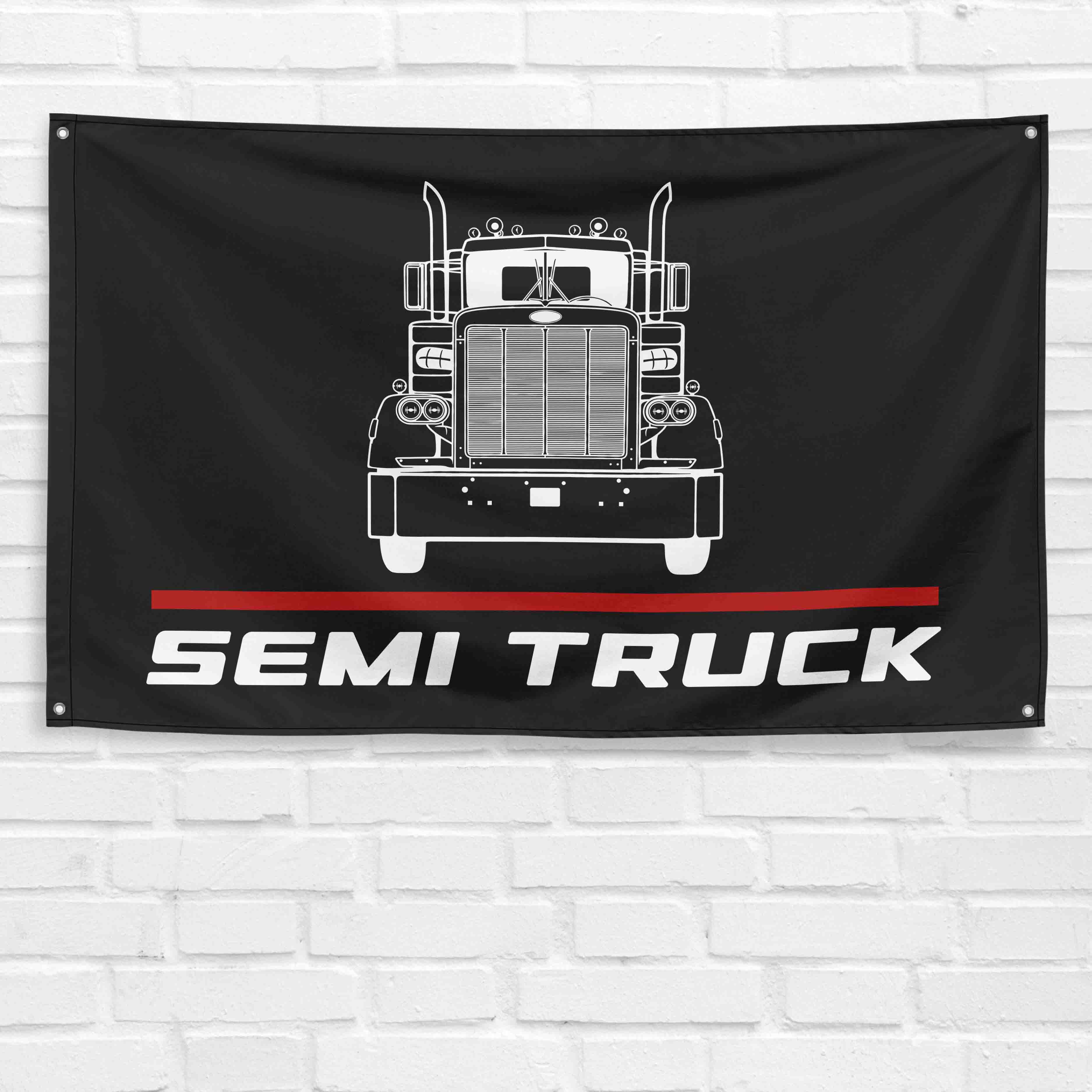 Semi Truck 3x5 ft Flag Garage Wall Decor Birthday Gift Banner