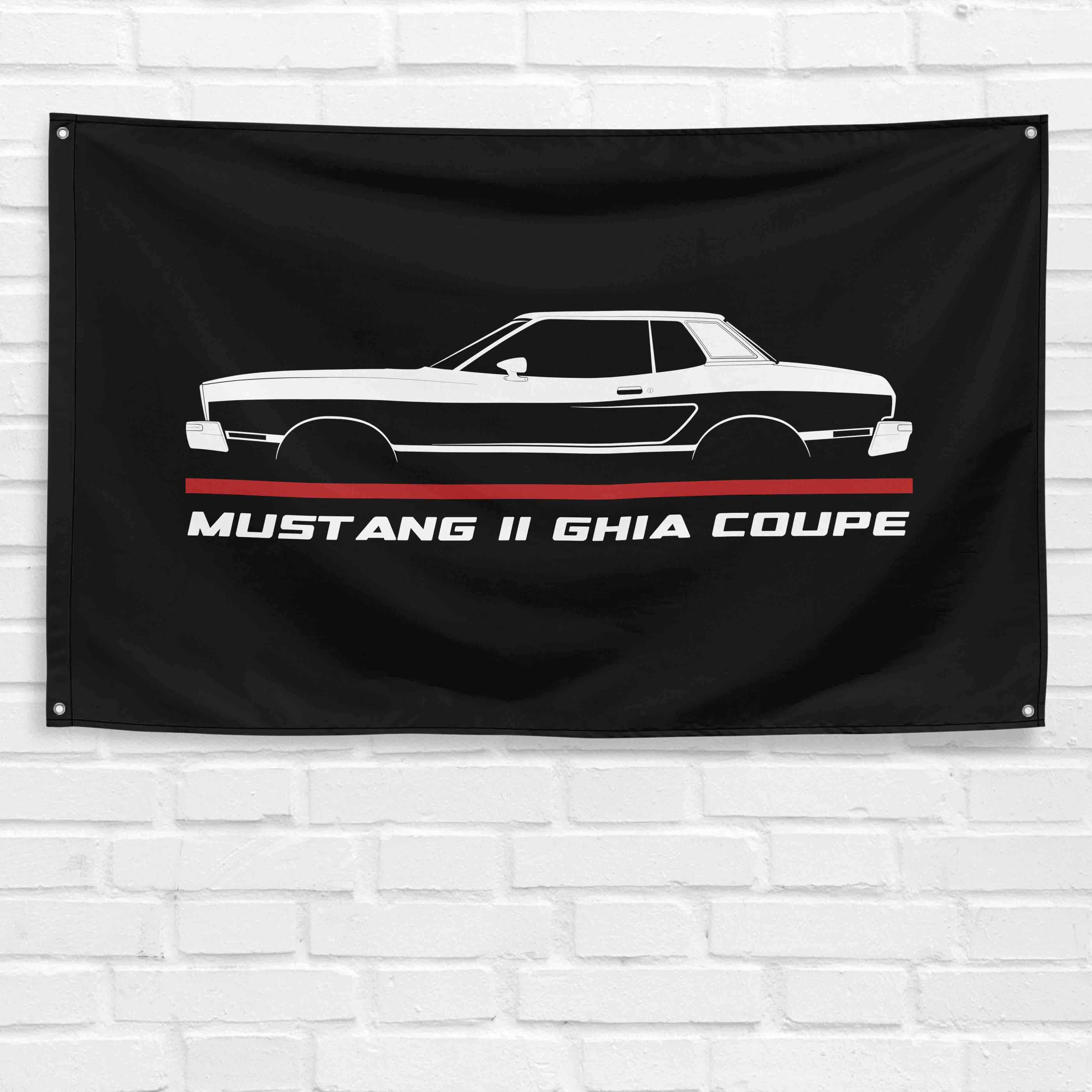 Mustang II Ghia Coupe 1974-1978 3x5 ft Flag Garage Wall Decor Banner
