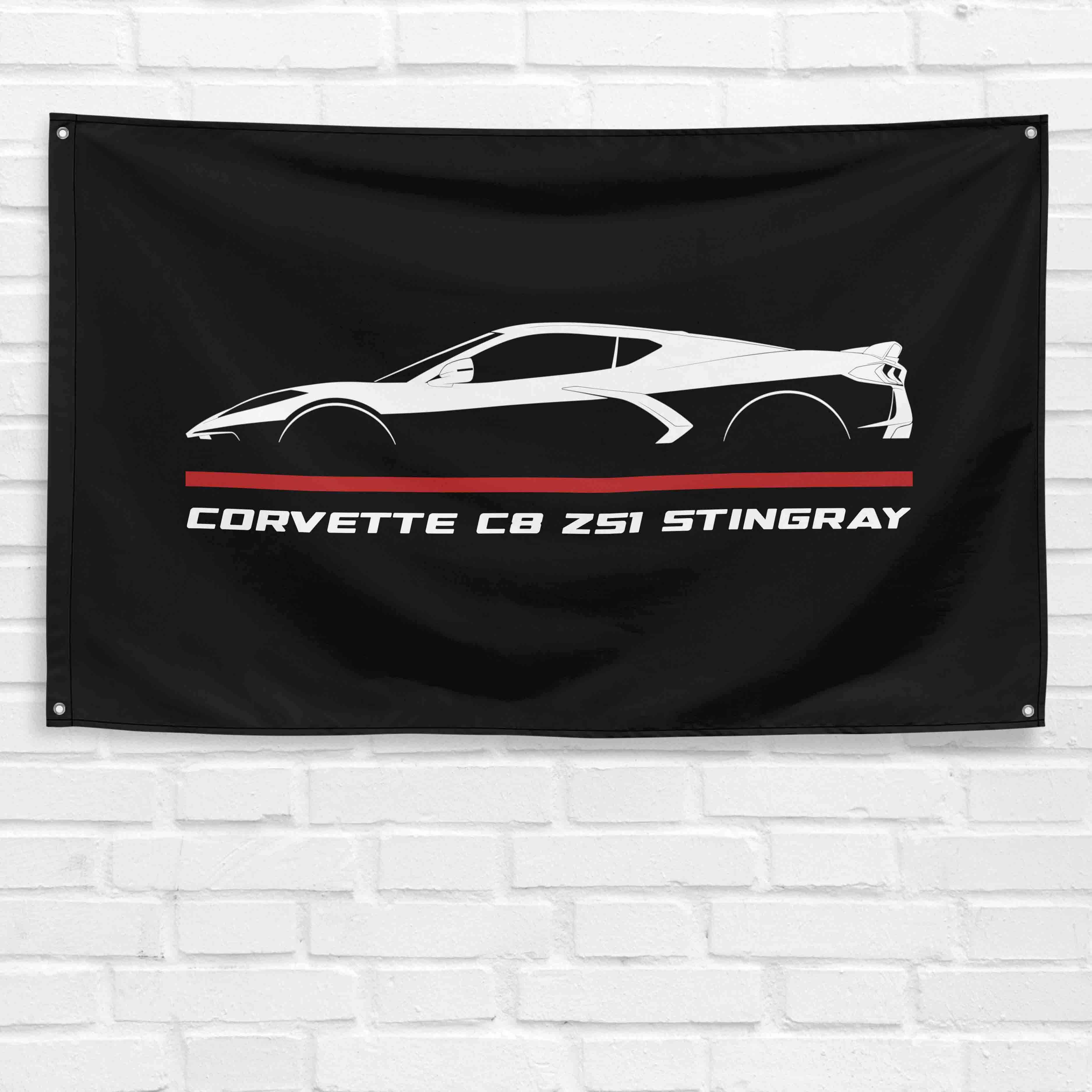 Corvette C8 Z51 Stingray 2019-2022 3x5 ft Flag Garage Wall Decor Banner