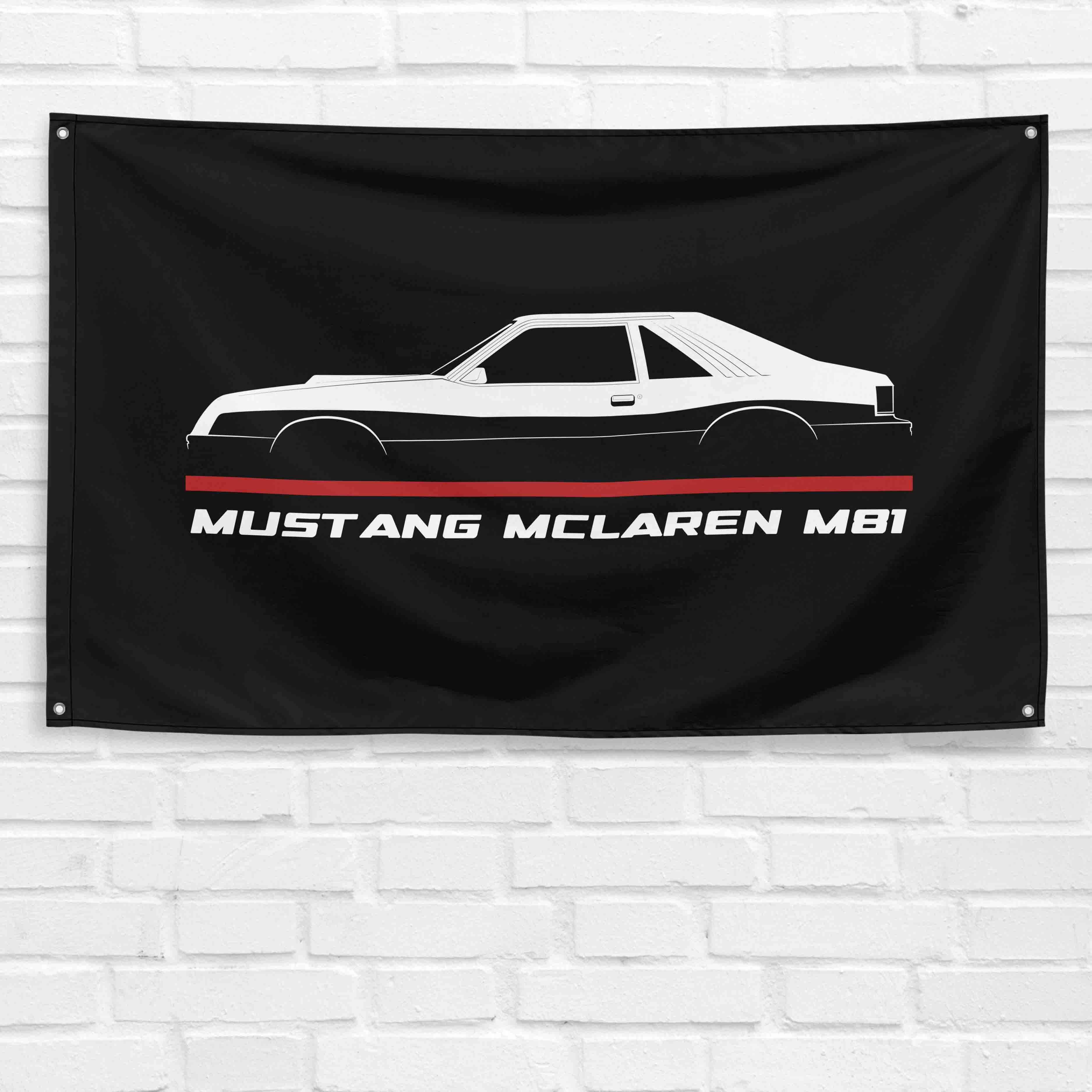 Mustang McLaren M81 1980 3x5 ft Flag Garage Wall Decor Birthday Gift Banner