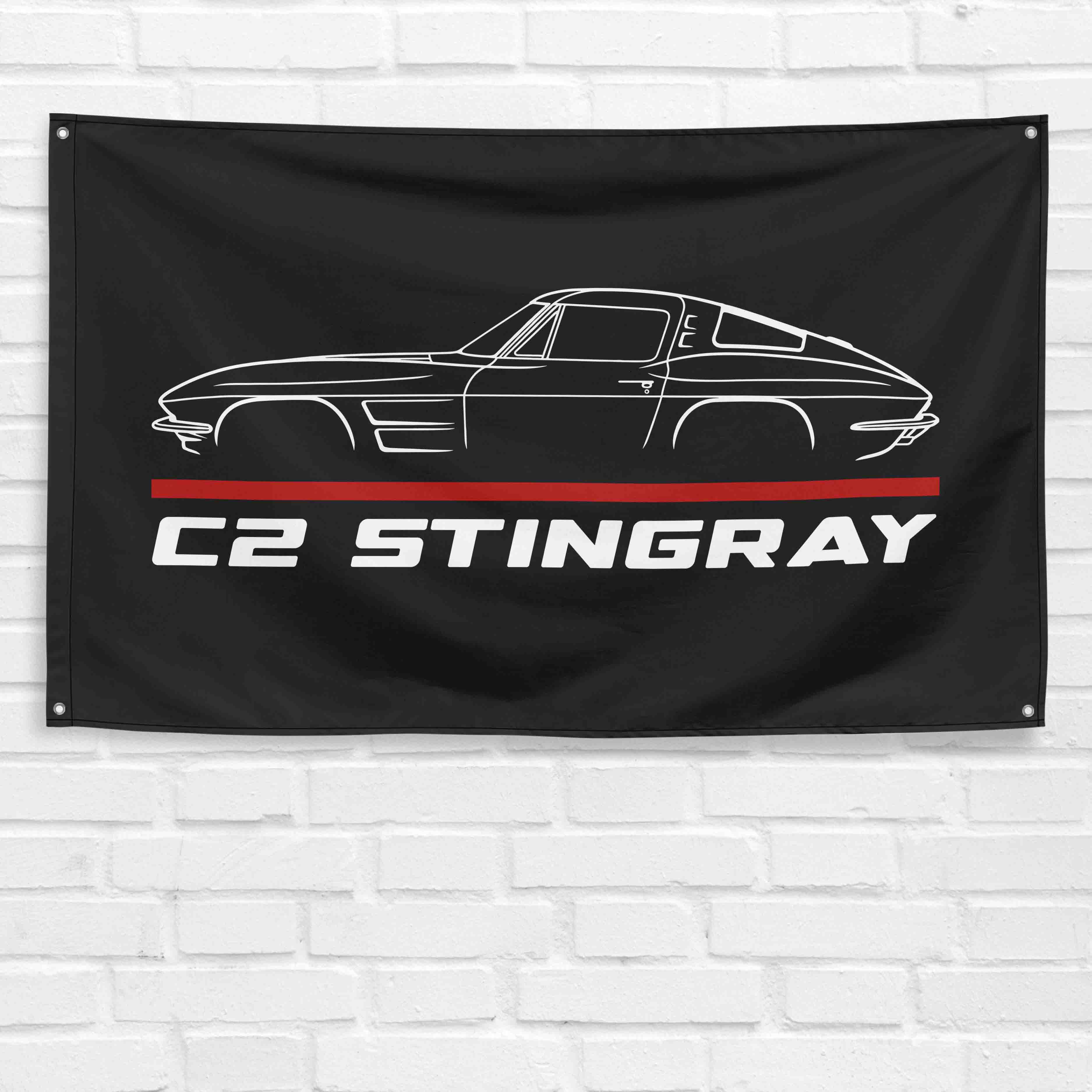 Corvette C2 Stingray 1963 3x5 ft Flag Garage Wall Decor Birthday Gift Banner