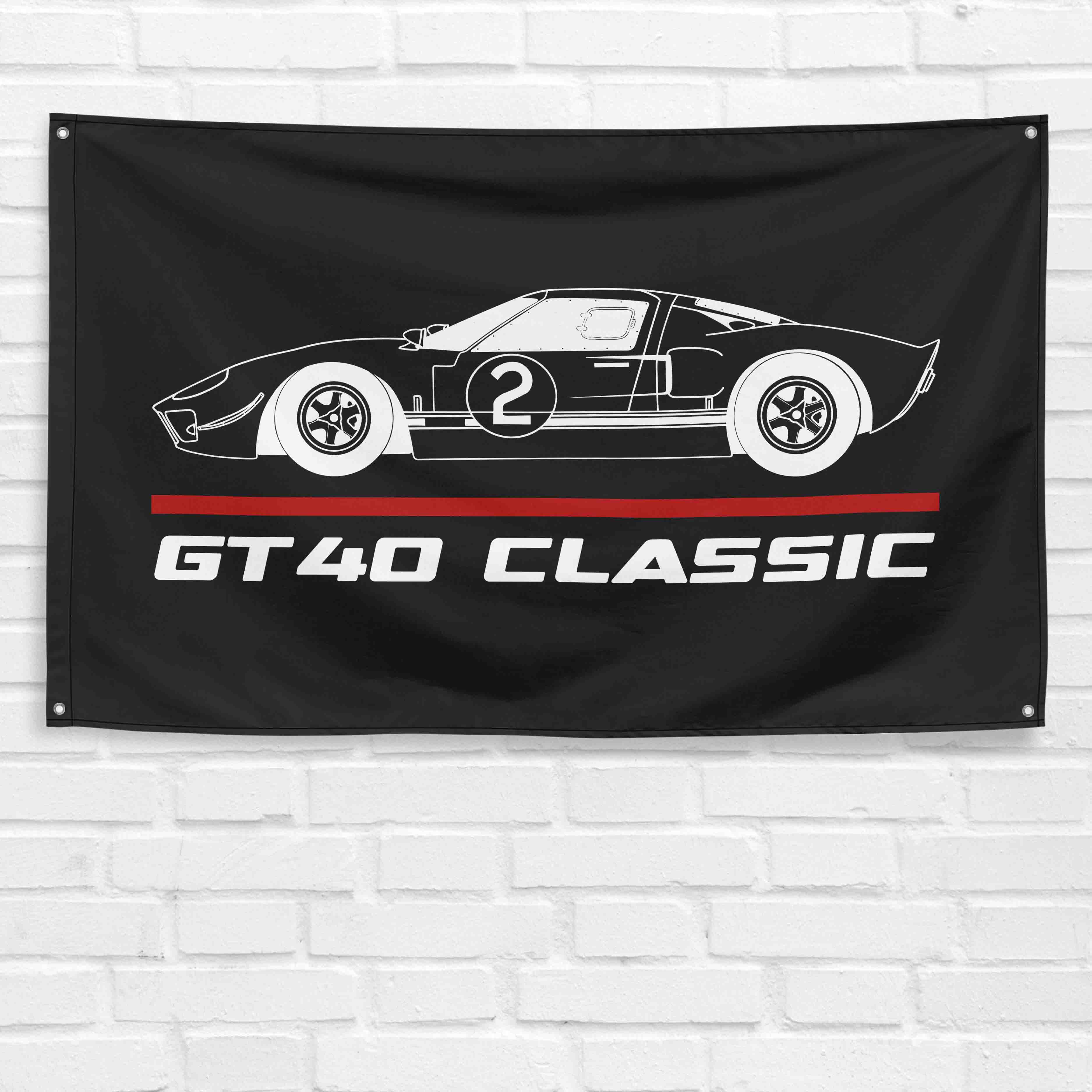 GT40 Classic Race 3x5 ft Flag Garage Wall Decor Birthday Gift Banner