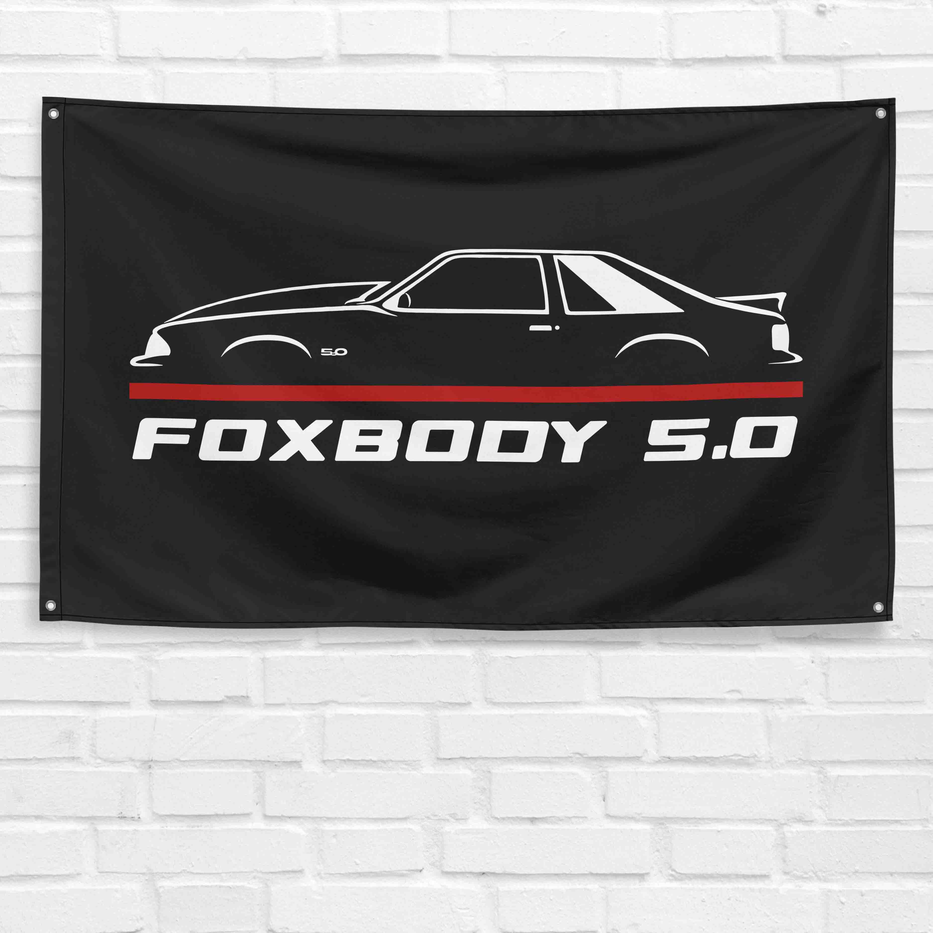 Mustang Foxbody 5.0 Cowl 3x5 ft Flag Garage Wall Decor Birthday Gift Banner