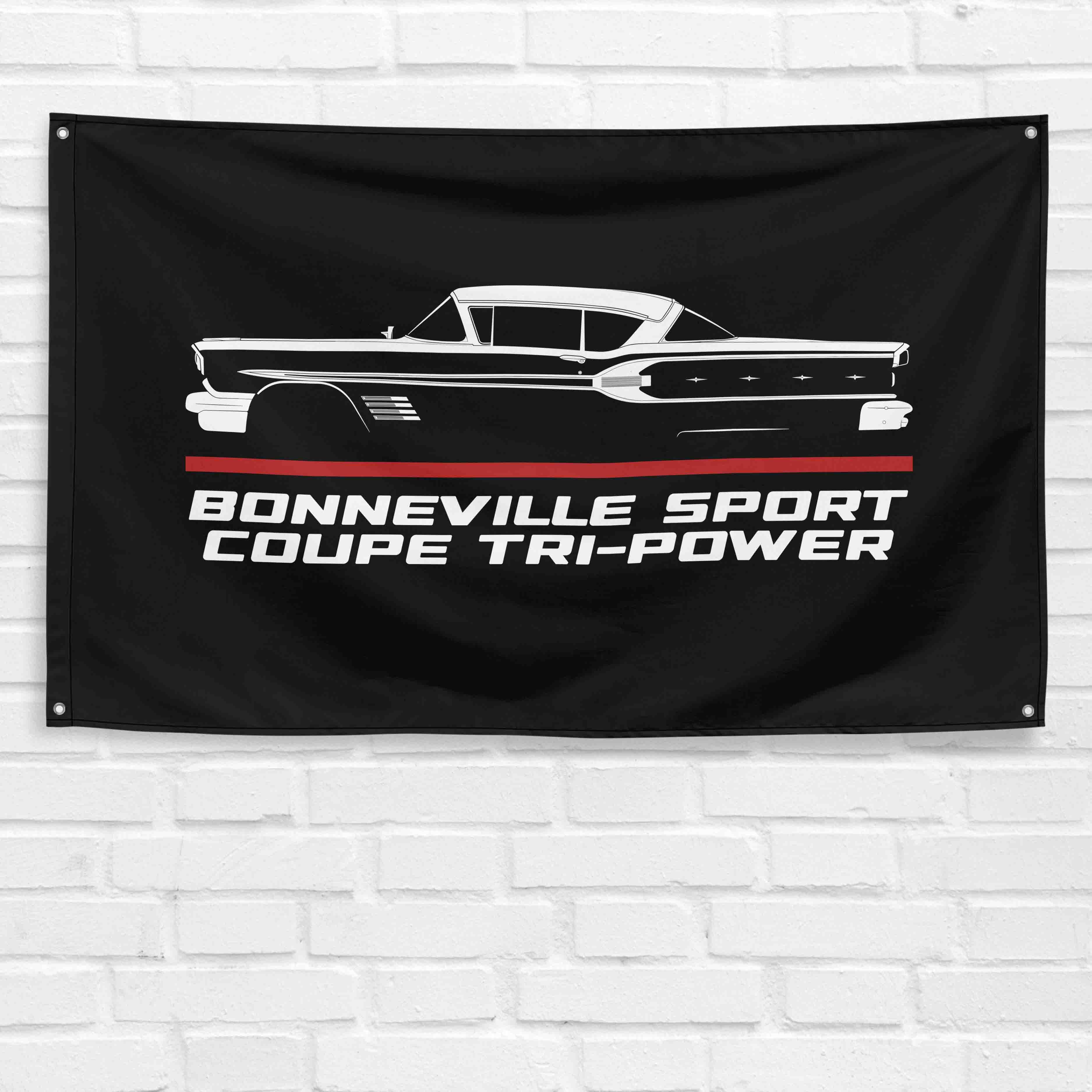 Bonneville Sport Coupe Tri-Power 1958 3x5 ft Flag Garage Wall Decor Banner
