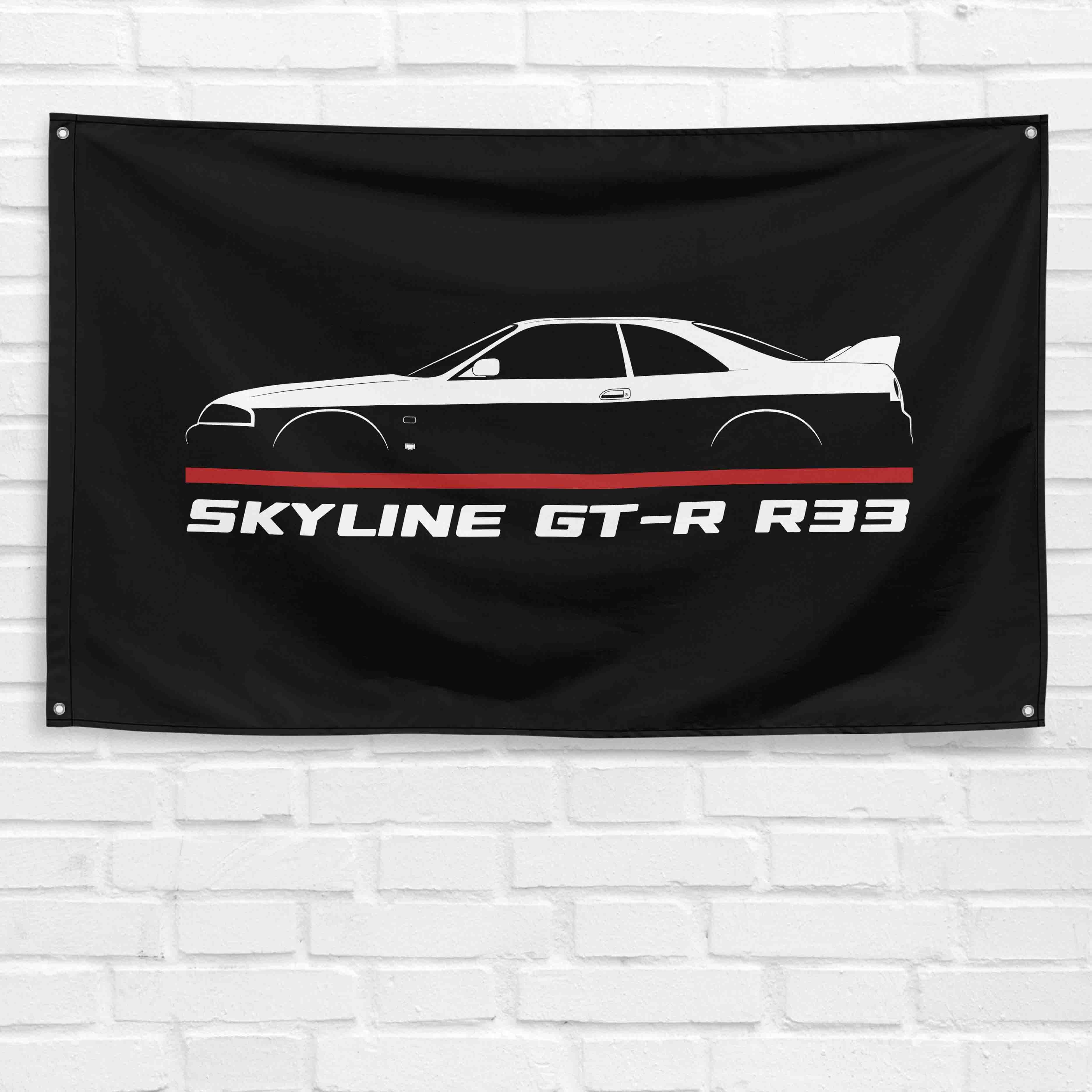 Skyline GT-R R33 1993-1998 3x5 ft Flag Garage Wall Decor Birthday Gift Banner
