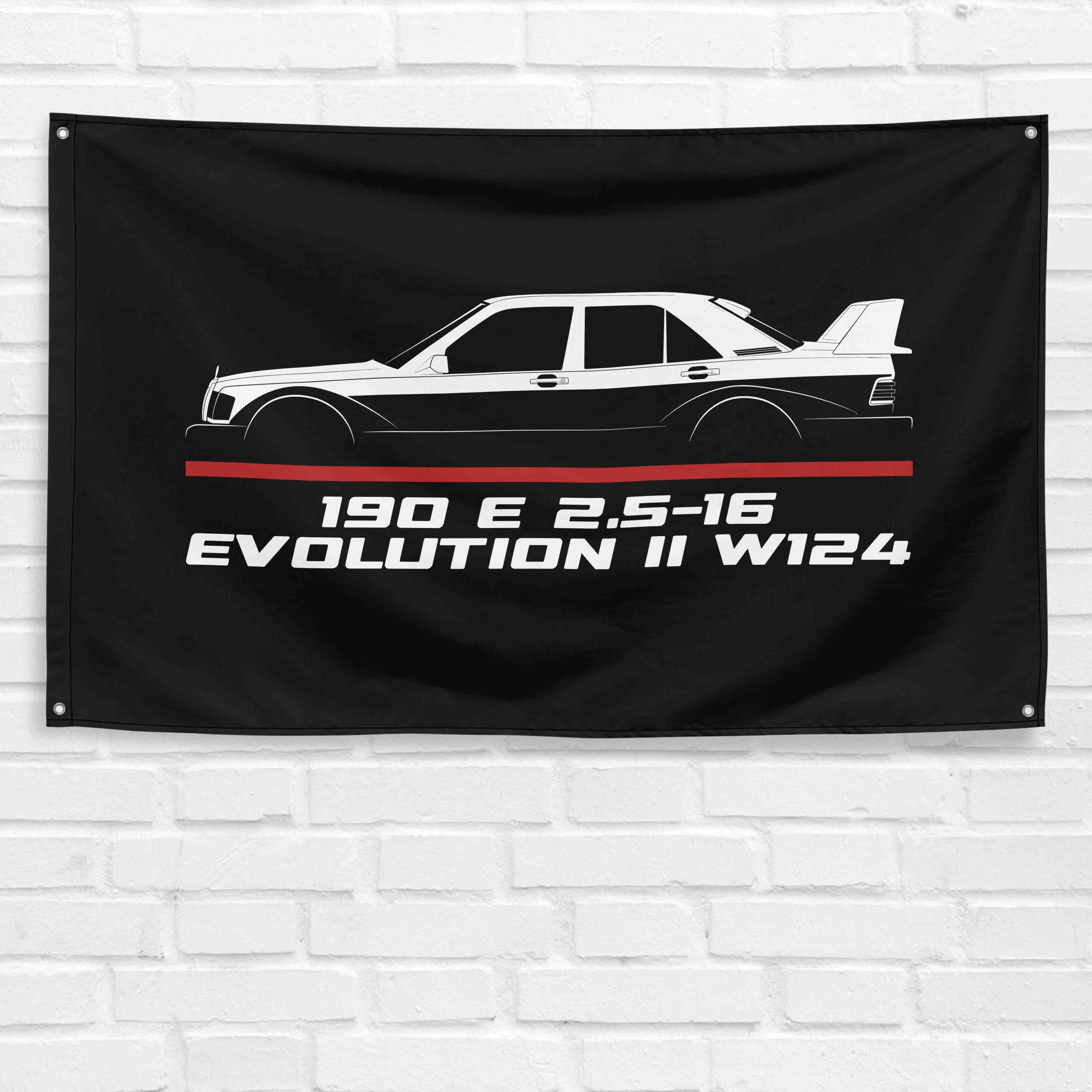 190 E 2.5-16 Evolution II W124 1990 3x5 ft Flag Garage Wall Decor Banner